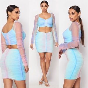 HOT & DELICIOUS Long Sleeve Crop Top & Skirt Set